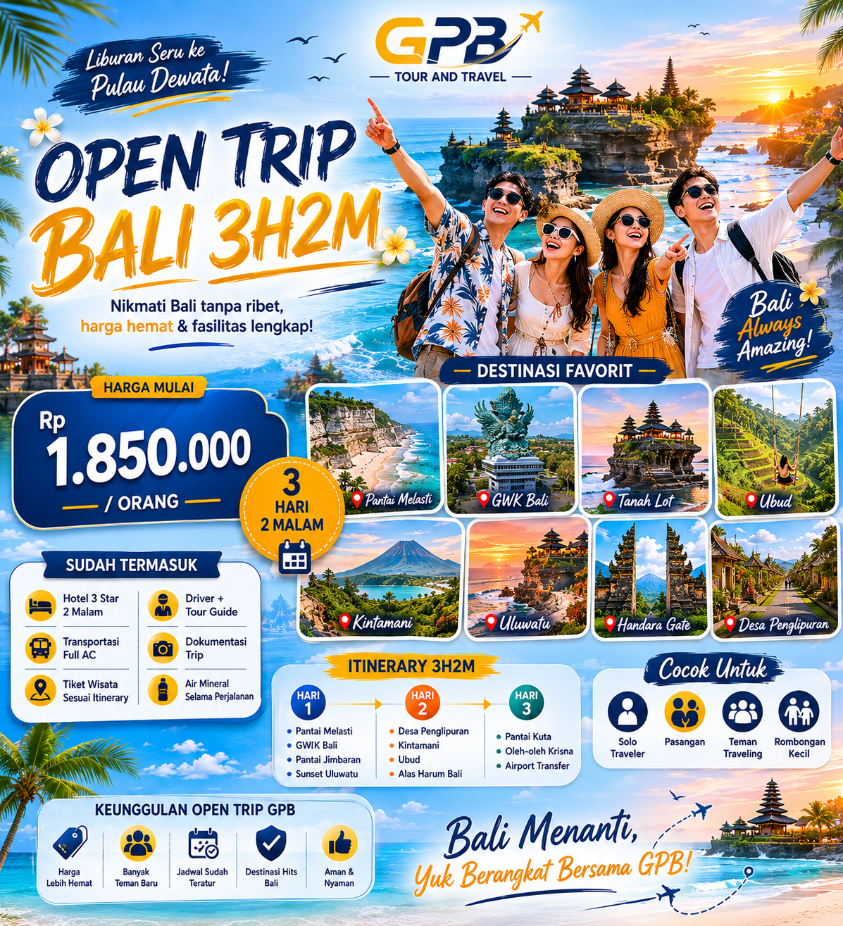 Open Trip Bali Bali 3D 2N