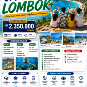 Open trip Lombok 3D 2N