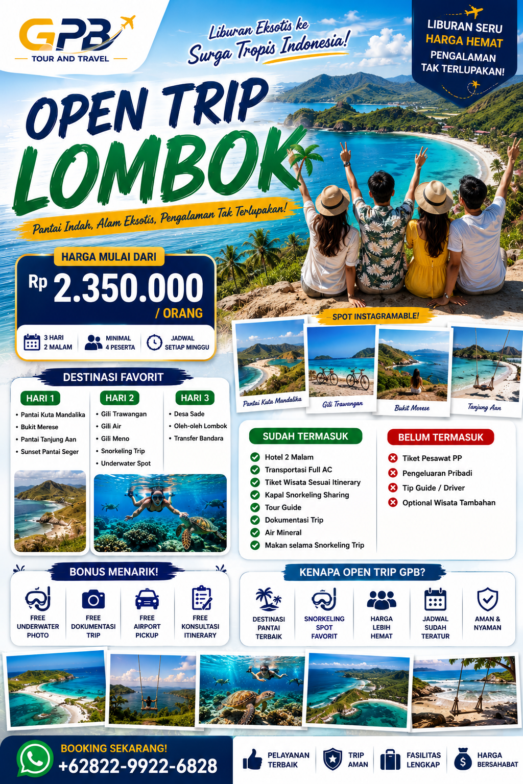 Open trip Lombok 3D 2N